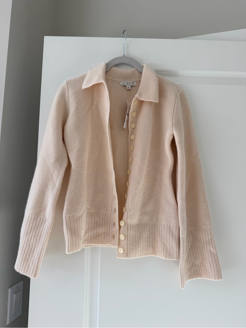 J. Crew Ivory Milano Stitch Cinched Waist Cardigan